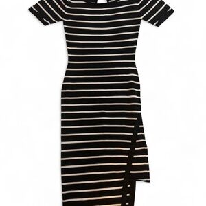 Striped Black and White Bodycon Dress